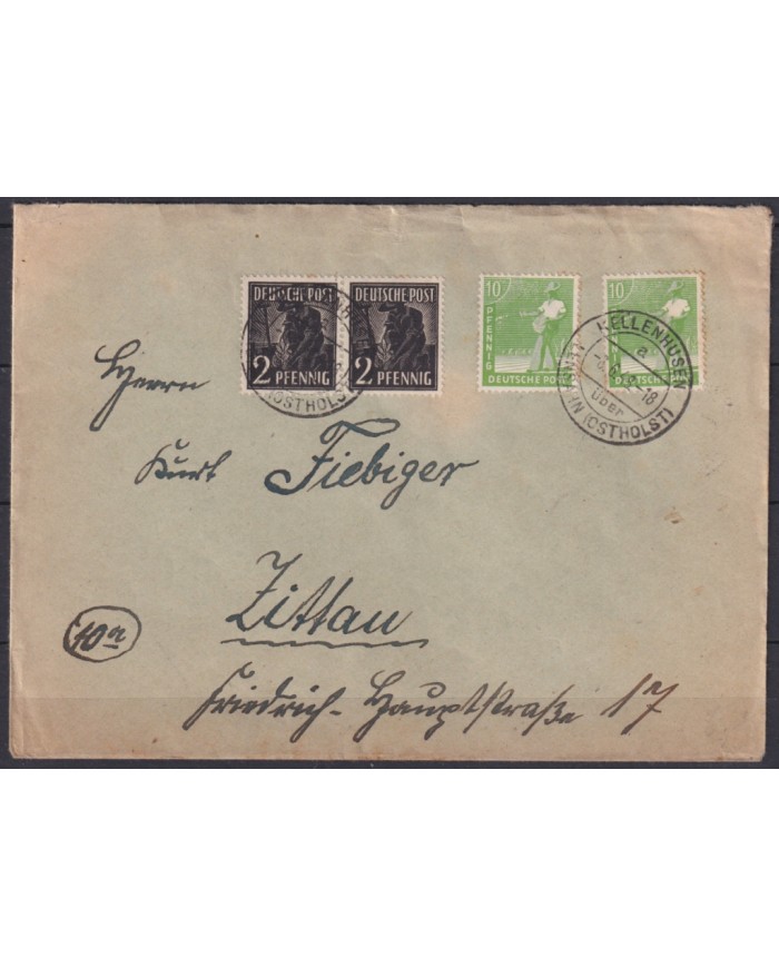 F-EX45951 GERMANY ALLIED OCCUPATION 1948 BIZONE COVER KELLENHUSSEN.
