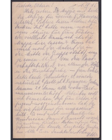 F-EX45957 GERMANY WWI FELDPOST 1915 FELDPOSTKARTE HINTERZARTEN.