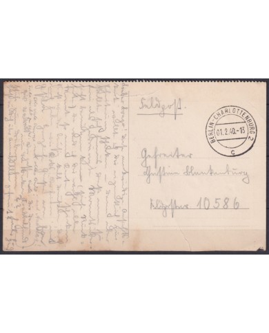 F-EX45961 GERMANY WWII FELDPOST 1940 BERLIN CHARLOTEMBURG c LUTHERAN CALENDAR.