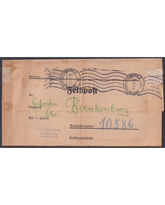 F-EX45451 GERMANY WWII FELDPOST 1940 BERLIN CHARLOTEMBURG 3v.