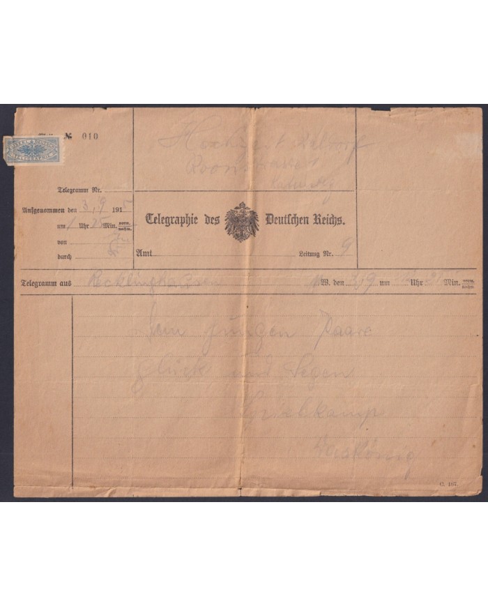 F-EX45452 GERMANY WWII FELDPOST 1915 BERLIN TELEGRAPH.