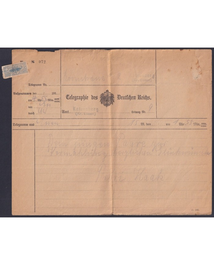 F-EX45453 GERMANY WWII FELDPOST 1915 BERLIN TELEGRAPH.