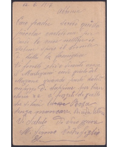 F-EX39238 ALBANIA WWI ITALY OCCUPATION 1917 FELDPOST MILITAR MAIL CENSORSHIP.