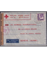 F-EX38938 INDONESIA HOLLAND INDIE NEDERLAND 194? WWII CENSORSHIP RED CROSS.