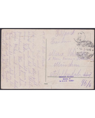 F-EX39318 TURKEY LEVANT FELDPOST 1916 POSTCARD CONSTANTINOPLA.