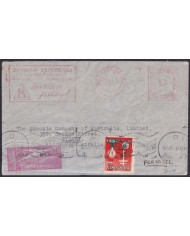 F-EX39320 SOUTH AFRICA 1941 AFRICAN EXPLOSIVES CANCEL + CINDERELLA TO AUSTRALIA.