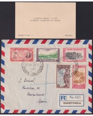 F-EX39526 COOK IS 1960 REGISTERD COVER TO SPAIN LANDSCAPE MAPS ½ c – 2/.