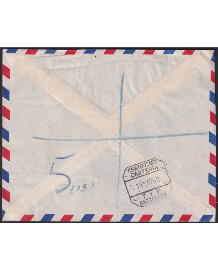 F-EX39526 COOK IS 1960 REGISTERD COVER TO SPAIN LANDSCAPE MAPS ½ c – 2/.