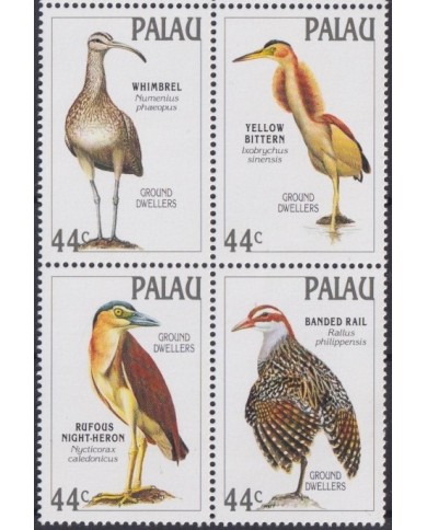F-EX46030 PALAU MNH 1988 WILDLIFE FAUNA BIRD AVES PAJAROS WHIMBEL BITTERN.
