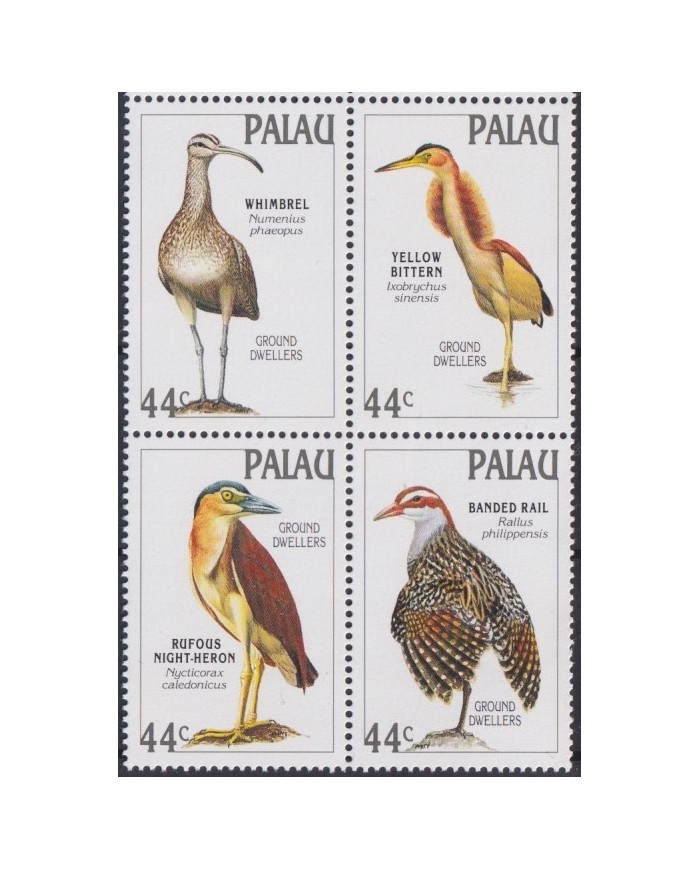F-EX46030 PALAU MNH 1988 WILDLIFE FAUNA BIRD AVES PAJAROS WHIMBEL BITTERN.