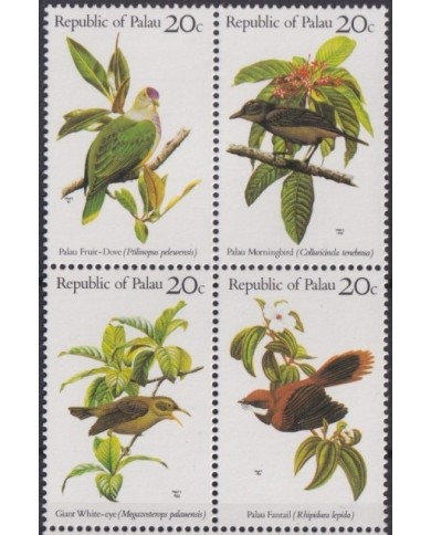 F-EX46033 PALAU MNH 1983 WILDLIFE FAUNA BIRD AVES PAJAROS FANTAIL FRUIT DOVE MORNINGBIRD.