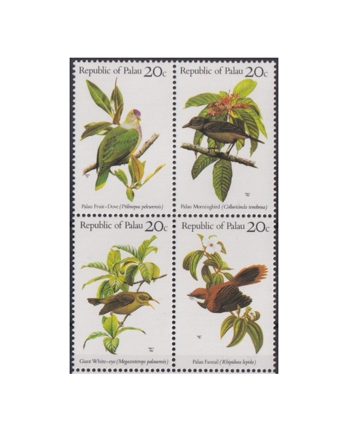 F-EX46033 PALAU MNH 1983 WILDLIFE FAUNA BIRD AVES PAJAROS FANTAIL FRUIT DOVE MORNINGBIRD.