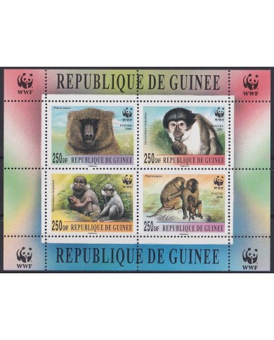 F-EX46036 GUINEE GUINEA MNH 1989 WWF MONKEY SHEET. F-EX46036 GUINEE GUINEA MNH 1989 WWF MONKEY SHEET.