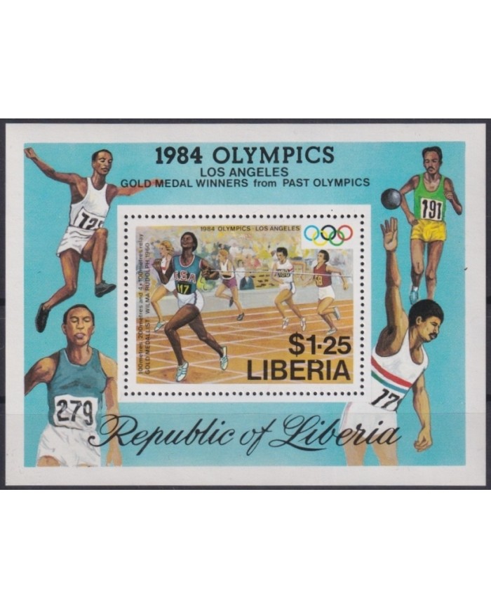 F-EX46042 LIBERIA USED 1984 OLYMPIC GAMES LOS ANGELES ATHLETISM