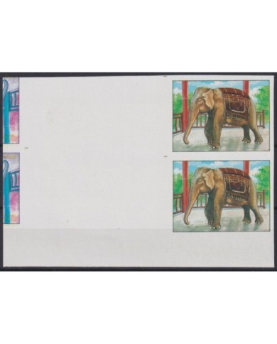 F-EX17053 LAOS MNH 1994 IMPERF PROOF PAIR ELEPHANT ERROR WITHOUT COLOR