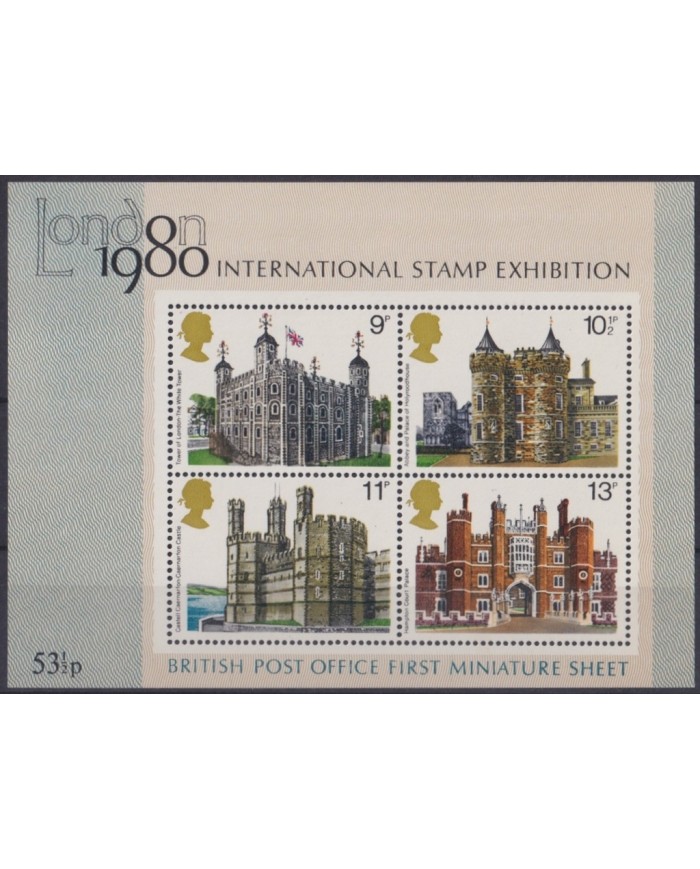 F-EX46056 ENGLAND UK GREAT BRITAIN MNH 1980 SHEET LONDON PHILATELIC EXPO CASTLE.