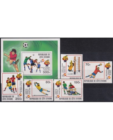 F-EX46073 IVORY COAST COSTA DE MARFIL MNH 1982 SPAIN SOCCER FUTBOL CHAMPIONSHIP.