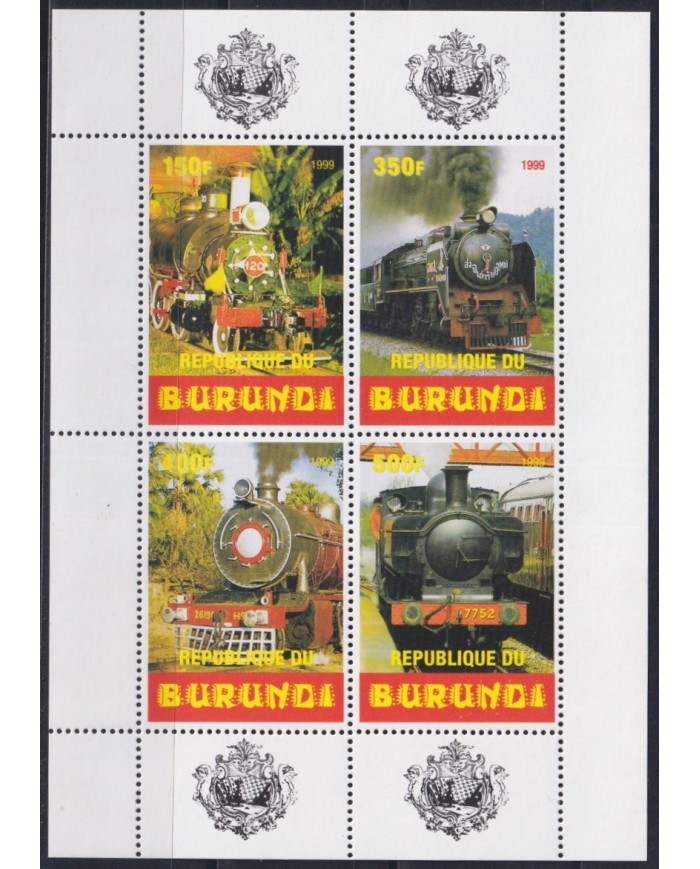 F-EX46095 BURUNDI MNH 1999 OLD RAILRIOAD RAILWAYS TREN LOCOMITIVE