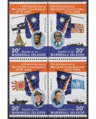 F-EX46156 MARSHALL IS MNH 1984 5th ANIV CONSTITUTION TRADITIONAL SHIP IROIJ.