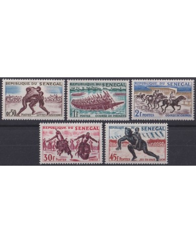 F-EX46159 SENEGAL MNH 1962 TRADITIONAL AFRICAN GAMES FIGHT EQUESTRIAN PIRAGUA.