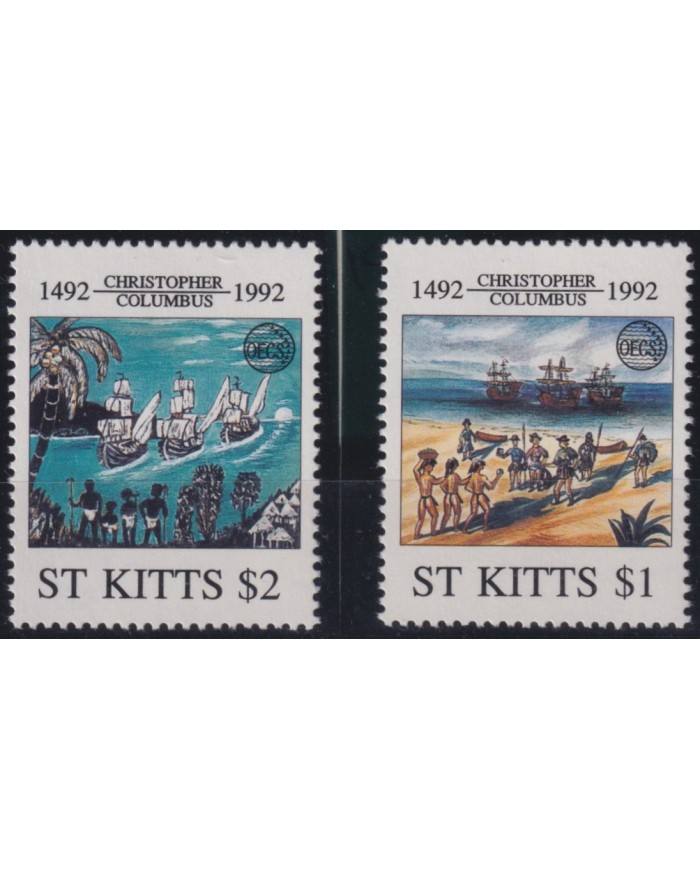F-EX46167 ST KITTS 1992 MNH DISCOVERY COLUMBUS COLON SHIP BARCOS.