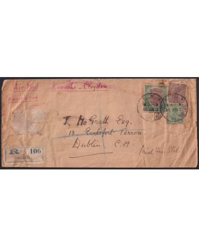 Z620 INDIA REGISTERED COVER CALCUTA - IRELAND VIA KARACHI.