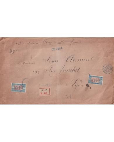 Z628 SENEGAL FRANCE 1922 REGISTERED FRANCE DECLARED VALUE 5000fr.