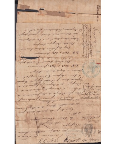 E113 FRANCE FRANCIA 1859 REVENUE SEALLED PAPER. 35C         