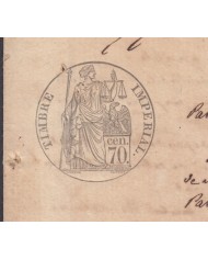 E123 FRANCE FRANCIA SEALLED PAPER 1861. 70C. PAPEL SELLADOTIZO.