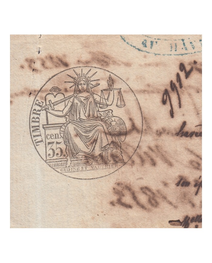 E125 FRANCE FRANCIA SEALLED PAPER 1853. 35C. PAPEL SELLADO. 