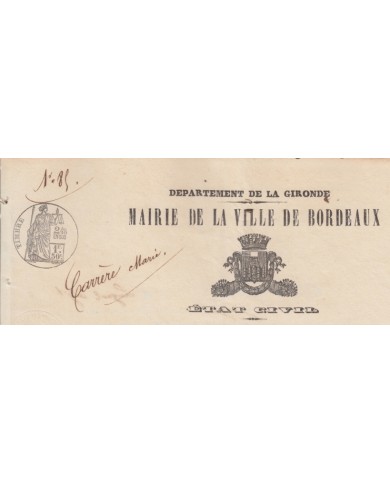 E127 FRANCE FRANCIA SEALLED PAPER 1872. 1,50C. BIRTH CERTIFICATE