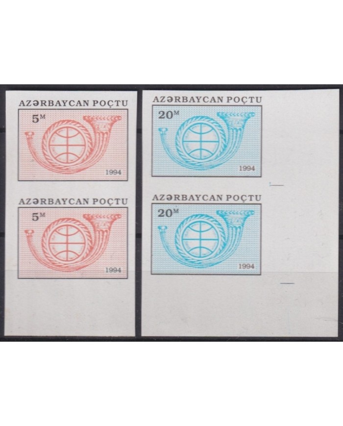F-EX17051 AZERBAIJAN AZERBAIAN RUSSIA MNH 1994 IMPERF PROOF PAIR PERMANTES