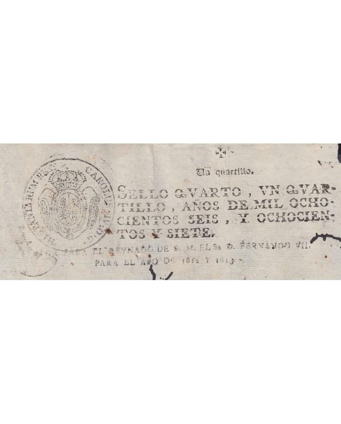 E162 ESPAÑA SPAIN SEALLED PAPER 1812-13 PUERTO RICO SURCHARGE  