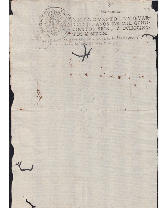 E162 ESPAÑA SPAIN SEALLED PAPER 1812-13 PUERTO RICO SURCHARGE  