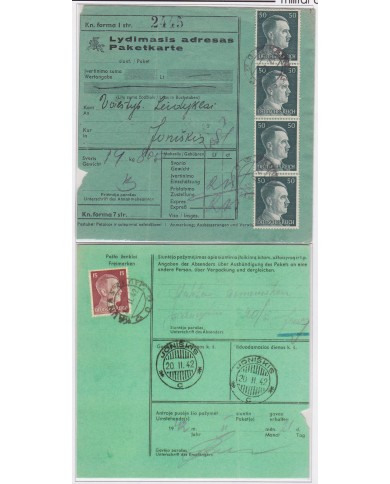 E329 RUSSIA LITHUANIA GERMANY OCCUPATION POSTAL PACKET 1942.  
