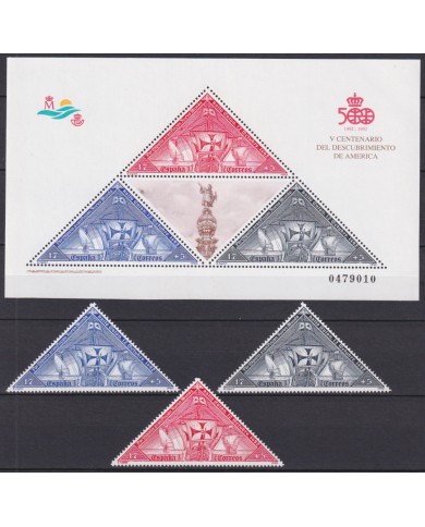 F-EX45422 SPAIN ESPAÑA 1992 DISCOVER COLUMBUS SHIP CARAVELAS.