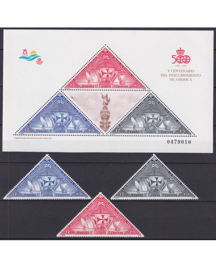 F-EX45422 SPAIN ESPAÑA 1992 DISCOVER COLUMBUS SHIP CARAVELAS.