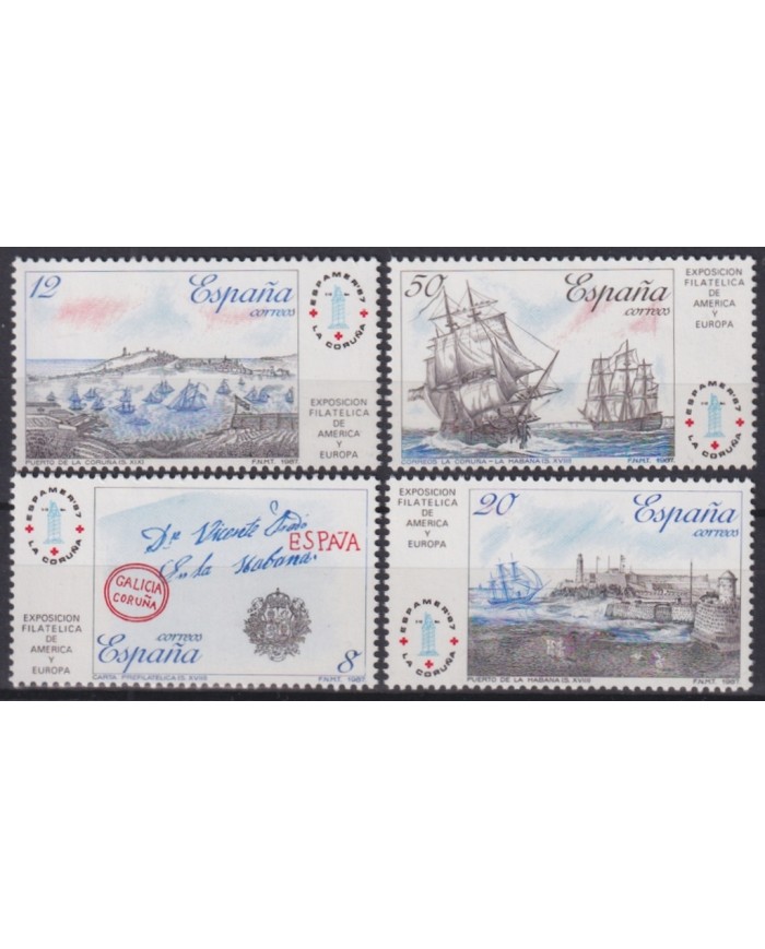 F-EX45848 ESPAÑA SPAIN 1987 CORUÑA PHILATELIC EXPO SHIP POSTAL MARK.