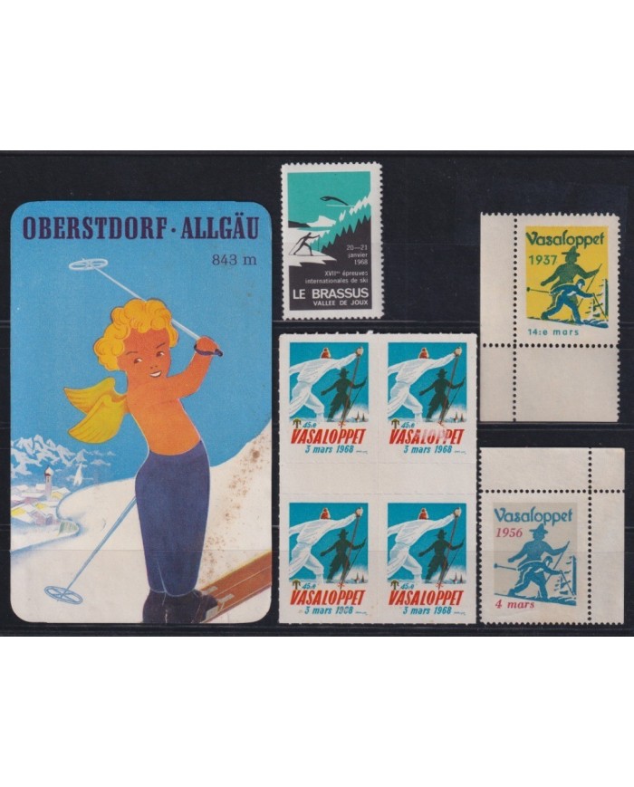 F-EX16860 SWITZERLAND CINDERELLA STAMPS LOT SKI VASALOPPET SUEDE SWEDEN
