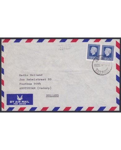 F-EX45853 NEDERLAND HOLLAND 1974 CAPE TOWN KAARSTAD PAQUEBOT.