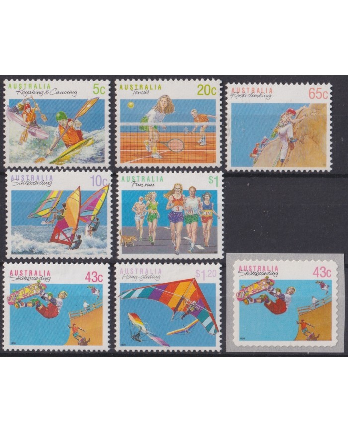 F-EX44995 AUSTRALIA MNH 1989 SPORT TENNIS SURF ROCK CLIMBING SAILBOARD FUN RUN SKATEBOARDING