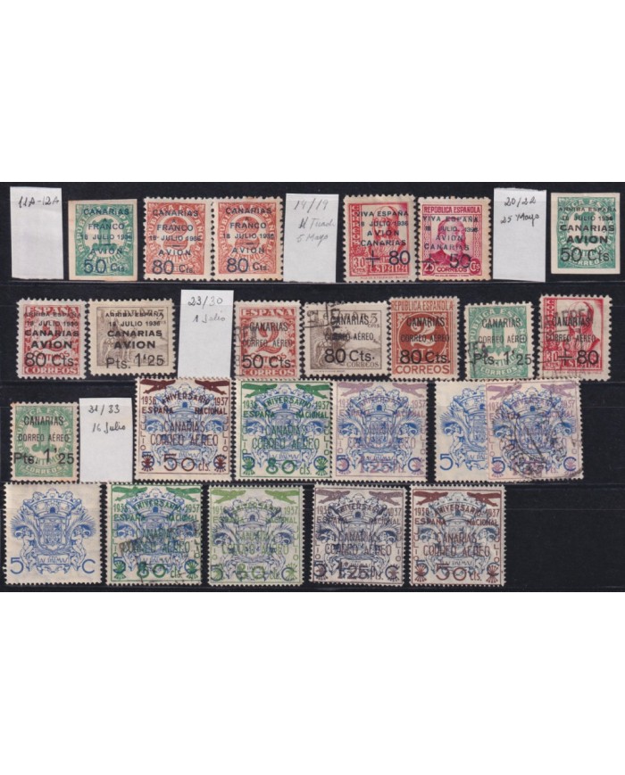 F-EX37799 ESPAÑA SPAIN CANARIAS CIVIL WAR STAMPS LOT ORIGINAL GUM HIGHT VALUE.