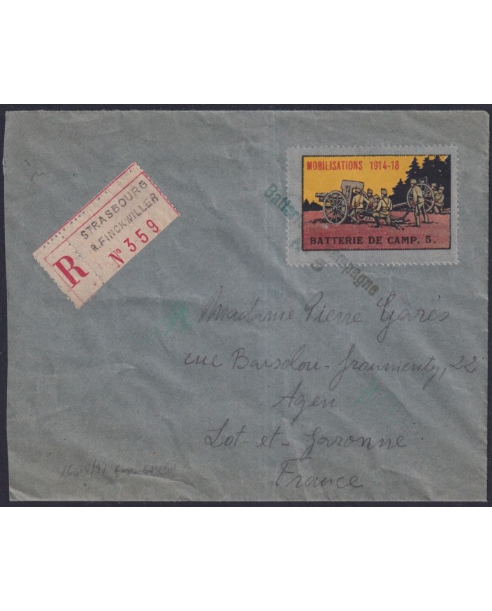 F-EX39225 FRANCE WWI MOBILISATION ARMY MILITAR POST BATTERIE COMPAIGNE.