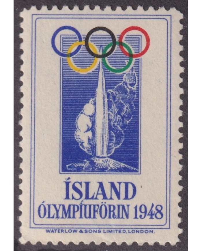 F-EX17198 ISLAND ICELAND CINDERELLA MNH 1948 OLYMPIC GAMES LONDON 24x35 mm.