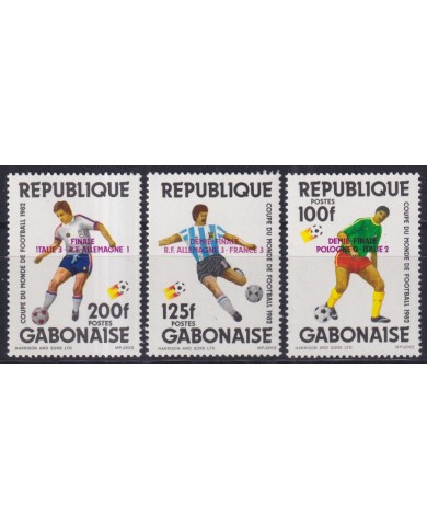 F-EX46441 GABON MNH 1982 SPAIN CHAMPIONSHIP SOCCER FOOTBALL WINNER OVERPRINT.