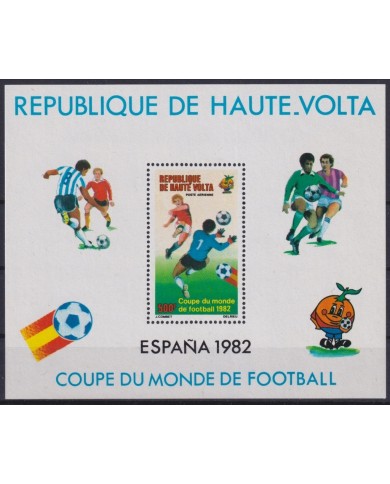 F-EX46412 UPPER VOLTA MNH 1982 SHEET SPAIN SOCCER WORLD CUP FUTBOL.