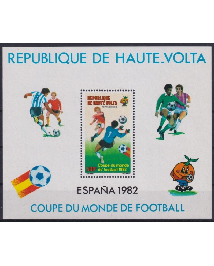 F-EX46412 UPPER VOLTA MNH 1982 SHEET SPAIN SOCCER WORLD CUP FUTBOL.