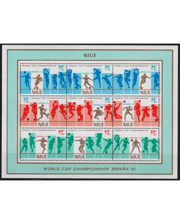 F-EX45991 NIUE MNH 1982 SPAIN SOCCER FUTBOL CHAMPIONSHIP MINI SHEET.