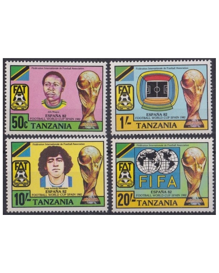 F-EX46482 TANZANIA MNH 1982 SPAIN ESPAÑA SOCCER WOLD DIEGO ARMANDO MARADONA.