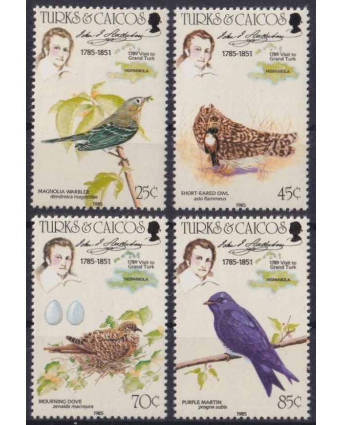 F-EX46498 TURKS & CAICOS MNH 1985 AUDUBON AVES BIRD PAJAROS OISEAUX VÖGEL.
